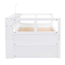 Daybed With 2 Trundles, 3 Storage Cubbies, Built In USB Charging Light