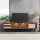 TV Stand With 3 Cabinets & 2 Drawers, LED Light Media Console For TVs Up To 80" - Dark Brown by HouseOfZazla