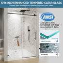Frameless Single Sliding Soft Close Shower Door, 5 / 16" Clear Nano Coated Tempered Glass And 304 Stainless Steel Handle - Matte Black by HouseOfZazla