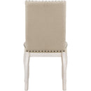 5-Piece Farmhouse Dining Table Set Wood Round Extendable Dining Table and 4 Upholstered Dining Chairs (Oak Natural Wood + Antique White)