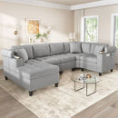 U Shaped Sectional Sofa, Corner Living Room Couch With Built In Cup Holders, Storage, USB Ports by HouseOfZazla