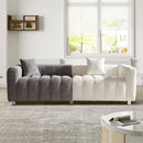 3 Seater Sofa With Metal Base Legs And 2 Pillows In +, 87.4" Premium Couch For Living Room - White / Gray by HouseOfZazla