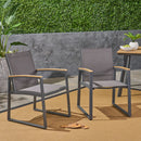 Aresha Metal Outdoor Dining Armchair (Set of 2) - Gray by HouseOfZazla