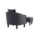 Accent Chair with Ottoman, Mid Century Modern Barrel Chair Upholstered Club Tub Round Arms Chair for Living Room