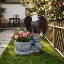 Standing Eagle Statue Garden Planter on Faux Stone Base by HouseOfZazla