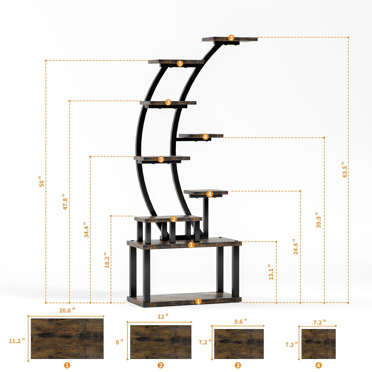 9 Tiered Indoor Plant Stand With 5 Adjustable Grow Lights, photo 20 of 29