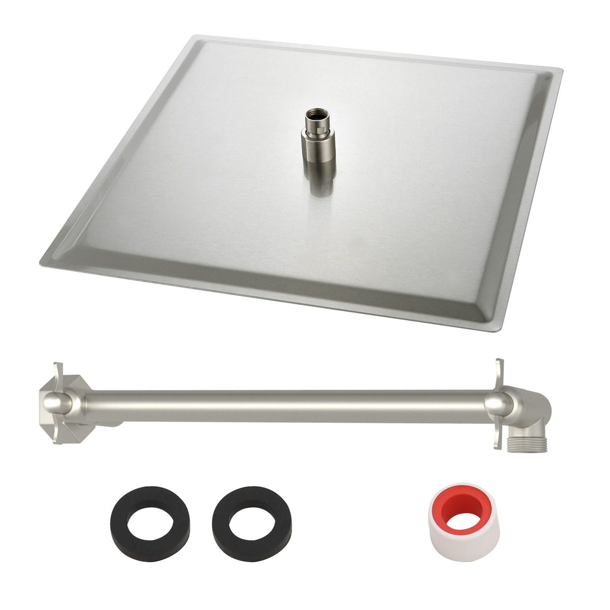 Luxury Rain Shower Head With Adjustable Arm, 10" Square, Stainless Steel - Brushed Nickel, photo 8 of 15