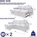 85 Inches Sofa Bed, 3 Seater Sleeper Sofa with Storage Chaise, Square Handrail With Pull and Copper nail,Chenille, Pull Out Couch for Living Room