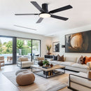 Flush Mount Ceiling Fans With LED Light And Remote Control, 5 Blades by HouseOfZazla