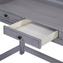 TREXM 4-Piece Dining Table Set for 3, Retro Kitchen Table and Chairs Set with 3 Storage Drawers, Ideal for Small Spaces (Gray)