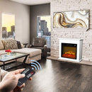 25 Inch 1400W Electric Fireplace Mantel Heater, Freestanding Space Stove with Remote Control & Realistic Flames