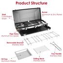 3 Burner Camping Stove 20000 BTU Portable Foldable Propane Stove With Toast Tray Windshield Portable Handle Outdoor Cooking Gas Stove For RV Camping B
