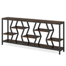 Tribesigns - Extra Long Narrow Sofa Console Table With 4 Tier Storage Shelves - Rustic Brown by HouseOfZazla