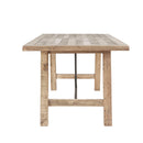 Rustic Dining Table with Metal Support in Natural Pine Wood Finish