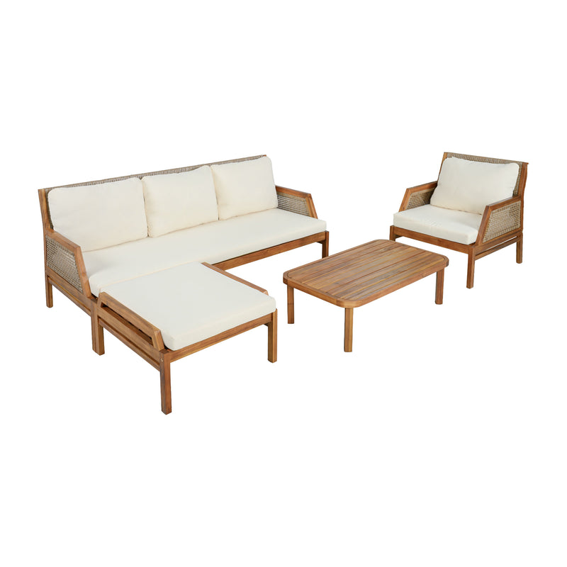 4 Piece Acacia Wood Patio Furniture Set, photo 2 of 10