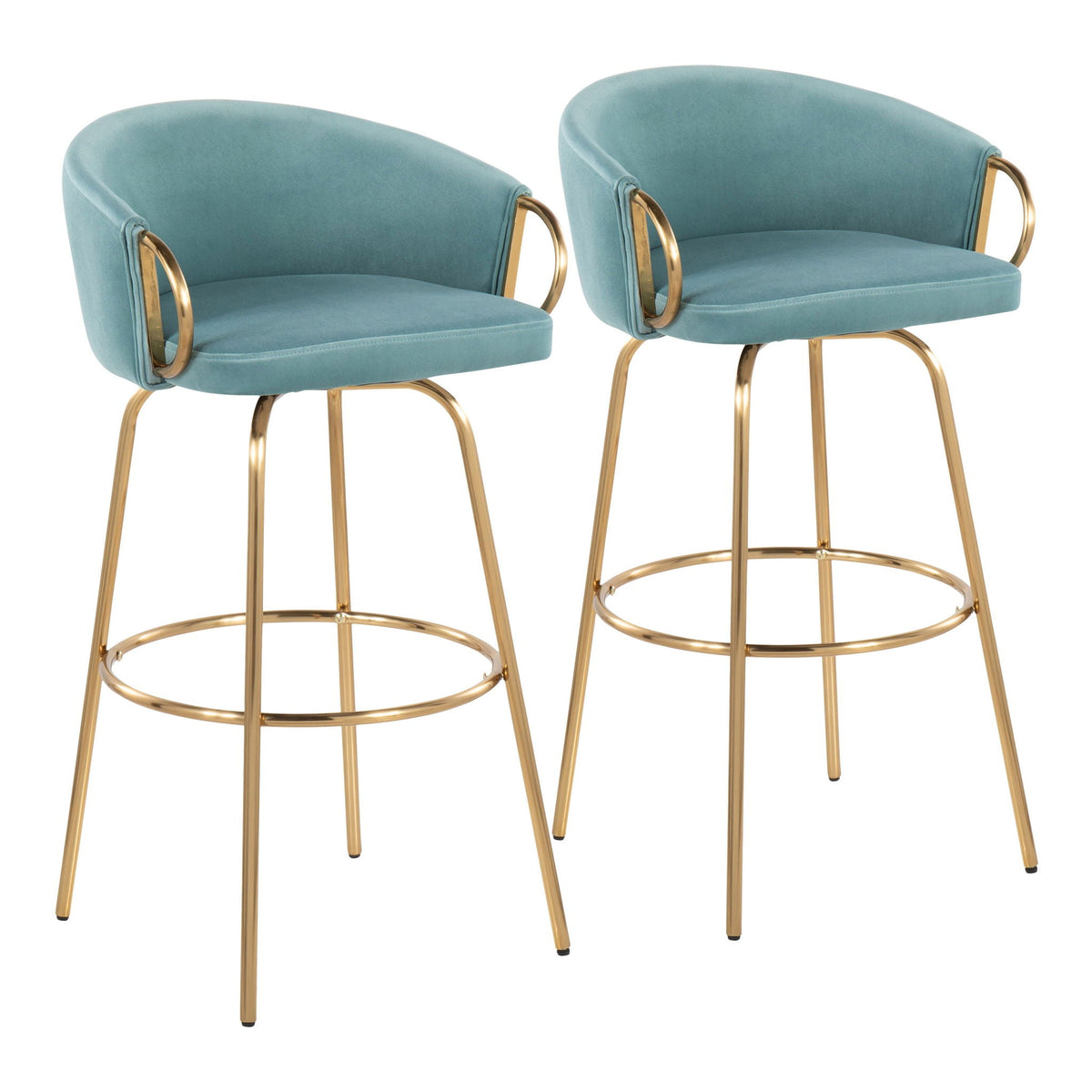 Claire - Contemporary / Glam Fixed Height Bar Stool (Set of 2) Round Footrest (Set of 2), photo 3 of 16