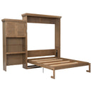 Queen Size Murphy Bed With Louvered Design And Multiple Storage Shelves - Wood by HouseOfZazla
