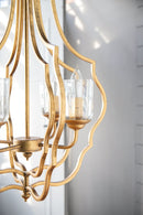 4 Light Metal Chandelier with Adjustable Chain - Gold