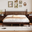 King Size Wood Platform Bed with Gourd Shaped Headboard