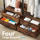 Freestanding Closet Organizer With 4 Drawers, 8 Hooks, Shelves, And Hanging Rod - Brown / Black by HouseOfZazla