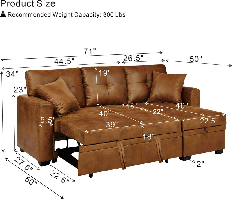 Reversible Chaise Sleeper Sofa with Pull-Out Bed, photo 8 of 8