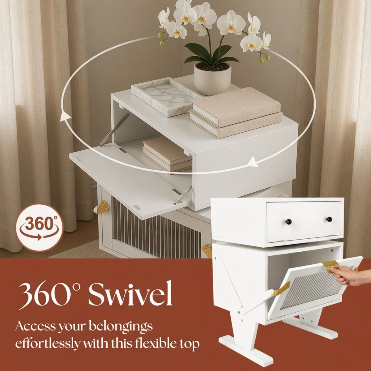 Robot LED Nightstand With 360° Rotating Drawer, photo 39 of 40