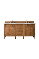James Martin Brittany 72" Double Bathroom Vanity, Saddle Brown