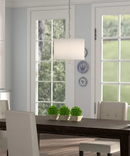 14"W Light Pendant Brushed Nickel Finish with Oatmeal Linen Shade by LampsUSA