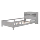 Wood Platform Bed With Built In LED Light, Storage Headboard And Guardrail by HouseOfZazla