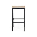 Outdoor Bar Stool With Slat Design And Metal Frame (Set of 2)