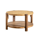 Round Coffee Table with Solid Wood for Living Room