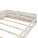 Wood Full Size Upholstered Platform Bed with Guardrail and Pillow by HouseOfZazla