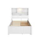 Platform Bed With Bookcase Headboard, Built-In Downlight, Charging Station, And 2 Side Drawers by HouseOfZazla
