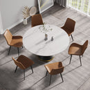 Modern Artificial Stone Round Carbon Steel Base Dining Table, Can Accommodate 6 People by Unique Piece Furniture