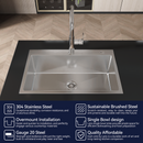 Stainless Steel Kitchen Sink, 30″x19″ Single Bowl, Overmount, Brushed Nickel by HouseOfZazla