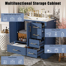36' Traditional Bathroom Vanity with Ceramics Sink , Blue Bathroom Cabinet with Two Soft Close Doors and Four Drawers(Old sku:SV000026AAC)