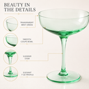 Ribbed Coupe Cocktail Glasses 8 oz | Set of 2 (Green)