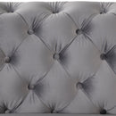 40.5" Velvet Upholstered Accent Sofa, Modern Single Sofa Chair with Button Tufted Back, Modern Single Couch for Living Room, Bedroom, or Small Space, Gray