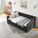 Upholstered Tufted Daybed With 2 Drawers, Waved Arms by HouseOfZazla