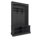 47.2" Wide Hall Tree with Bench and Shoe Storage, Multi-functional Storage Bench with 3 Hanging Hooks & Open Storage Space, Rectangle Storage & Shelves Coat Rack for Hallway, Black