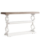 Console Sofa Table With 3 Shelves, Floral Carved Accent - Gray / White by HouseOfZazla