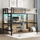Metal Twin XL Size Loft Bed with Power Outlet and LED Light