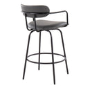 Demi - Contemporary Fixed Height Counter Stool With Swivel With Round Footrest (Set of 2) by HouseOfZazla