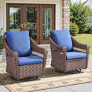 Outdoor Swivel Rocking Wicker Chairs Set of 2