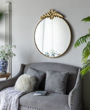 Large Round Wall Mirror With Metal Frame Circle Accent Mirror For Living Room Bedroom Entryway - Gold