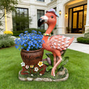 Outdoor Garden Sculpture Flamingo Flower Pot Planter by HouseOfZazla