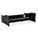 Upholstered Tufted Daybed With 2 Drawers, Waved Arms