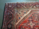 5' 6" X 10' Antique Handmade India Floral Oriental Wool Rug Veg Dyes Red Nice