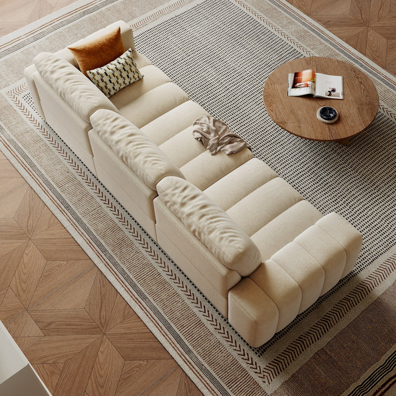 Combination Sofa Three Seats Cat Scratch Material High and Low Armrest Design Bacta Style beige