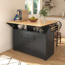K&K 55.7'' Large Kitchen Island with 2 Drop Leaf